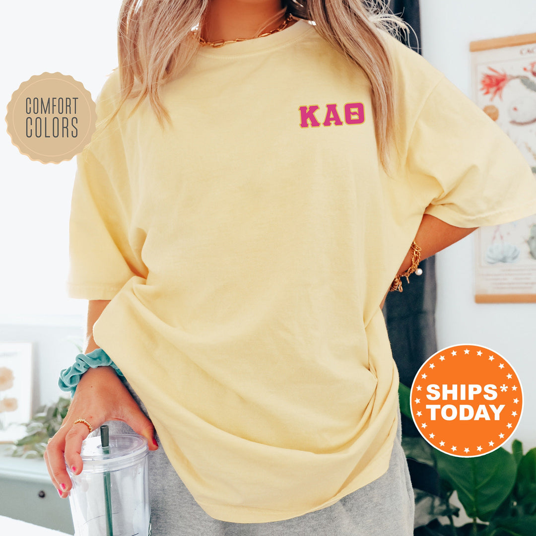 Kappa Alpha Theta Red Letters Sorority T-Shirt | Theta Left Chest Graphic Tee Shirt | Comfort Colors Shirt | Greek Letters _ 17530g