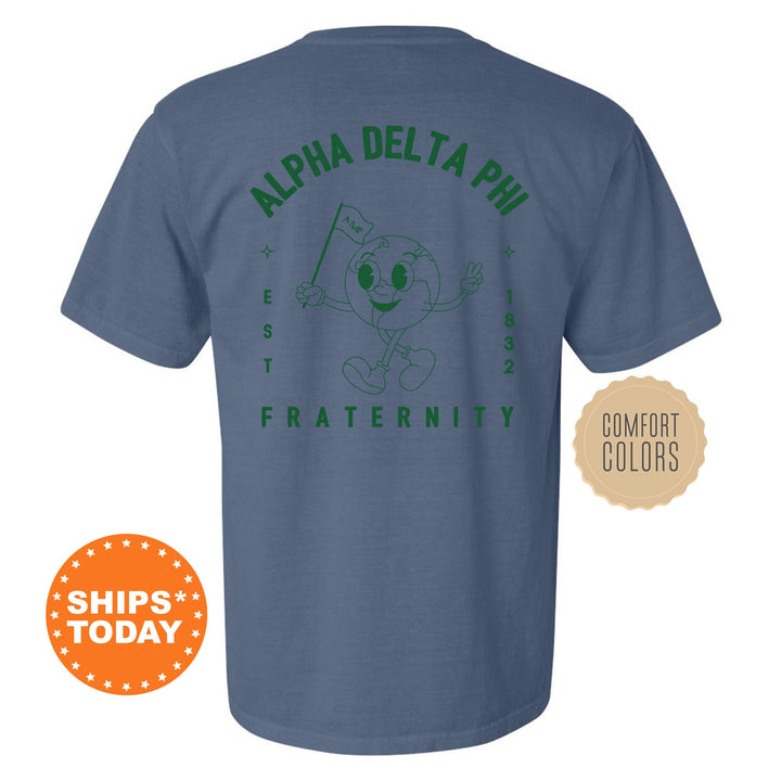 Alpha Delta Phi World Flag Fraternity T-Shirt | Alpha Delt Shirt | ADPhi Comfort Colors Tee | Fraternity Gift | Greek Life Apparel _ 15573g