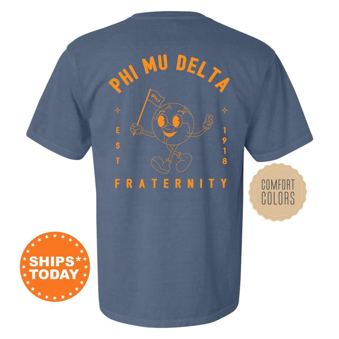 Phi Mu Delta World Flag Fraternity T-Shirt | Phi Mu Delta Shirt | Comfort Colors Tee | Fraternity Gift | Greek Life Apparel _ 15590g