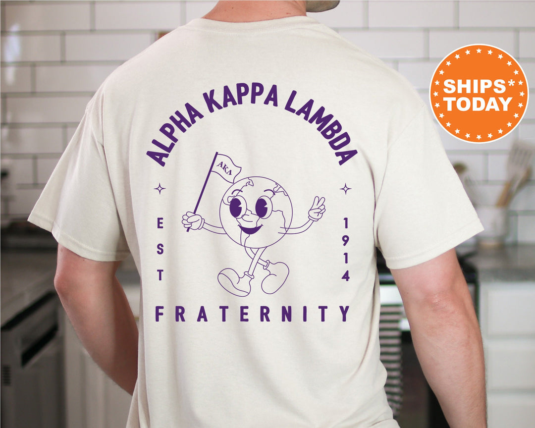 Alpha Kappa Lambda World Flag Fraternity T-Shirt | AKL Shirt | Comfort Colors Tee | Fraternity Gift | Greek Life Apparel _ 15574g