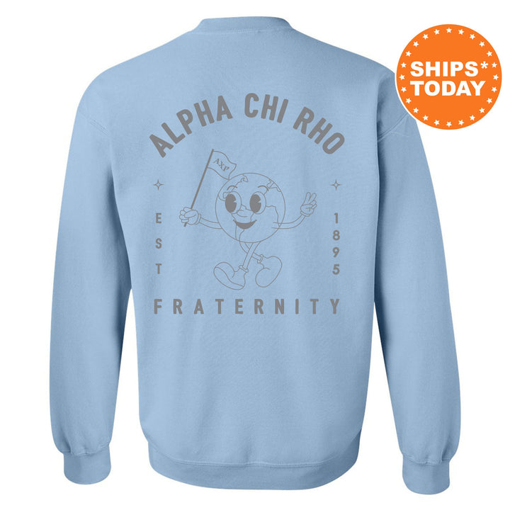 Alpha Chi Rho World Flag Fraternity Sweatshirt | Alpha Chi Rho Sweatshirt | Fraternity Crewneck | College Greek Apparel _ 15572g