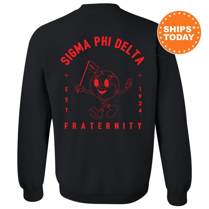 Sigma Phi Delta World Flag Fraternity Sweatshirt | Sigma Phi Delta Sweatshirt | Fraternity Crewneck | College Greek Apparel _ 15597g