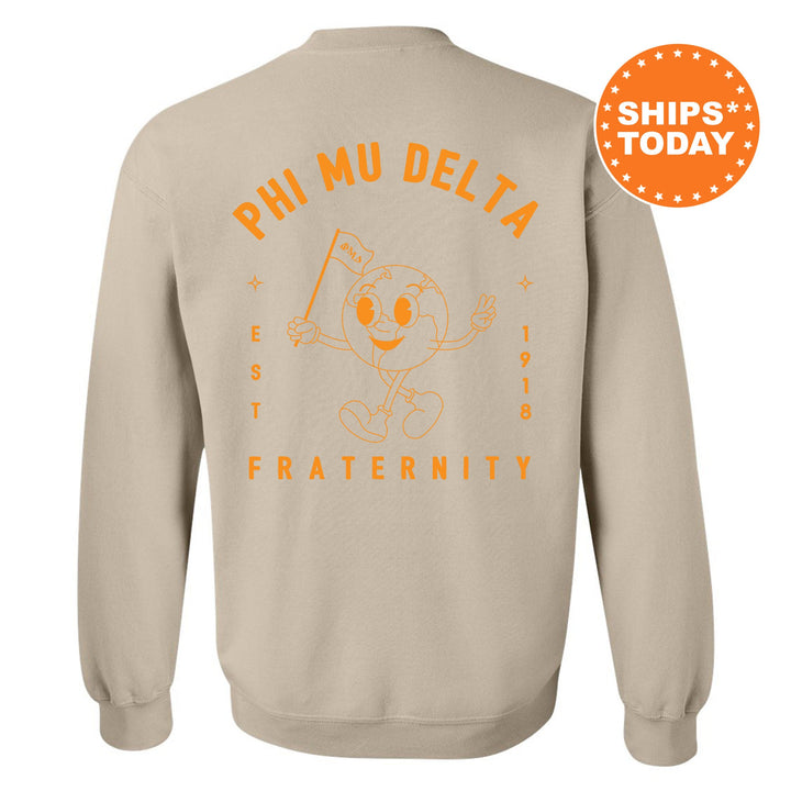 Phi Mu Delta World Flag Fraternity Sweatshirt | Phi Mu Delta Sweatshirt | Fraternity Crewneck | College Greek Apparel _ 15590g