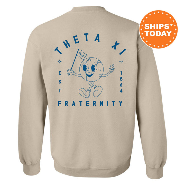 Theta Xi World Flag Fraternity Sweatshirt | Theta Xi Sweatshirt | Fraternity Crewneck | College Greek Apparel | Fraternity Gift _ 15599g