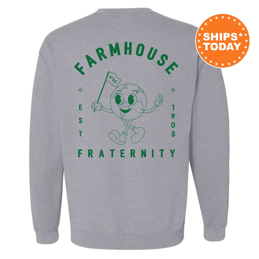 Farmhouse World Flag Fraternity Sweatshirt | Farmhouse Sweatshirt | Fraternity Crewneck | College Greek Apparel | Fraternity Gift _ 15579g