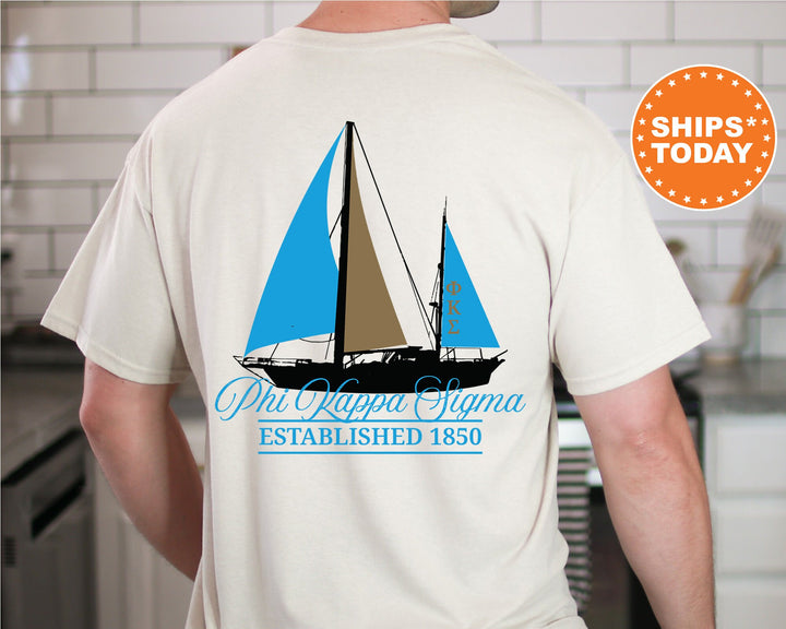 Phi Kappa Sigma Black Boat Fraternity T-Shirt | Phi Kappa Sigma Shirt | Skulls Comfort Colors Tee | Fraternity Gift | Rush Shirt _ 15619g