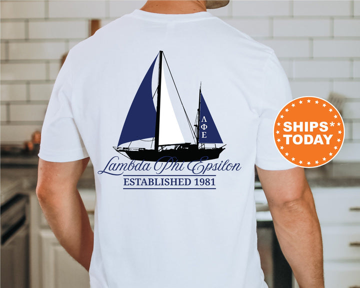 Lambda Phi Epsilon Black Boat Fraternity T-Shirt | Lambda Phi Epsilon Shirt | Comfort Colors Tee | Fraternity Gift | Rush Shirt _ 15615g