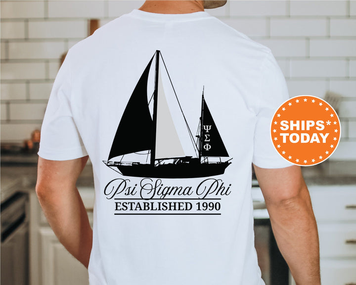 Psi Sigma Phi Black Boat Fraternity T-Shirt | Psi Sigma Phi Shirt | Comfort Colors Tee | Fraternity Bid Day Gift | Rush Shirt _ 15624g