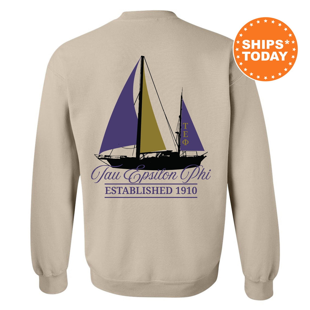 Tau Epsilon Phi Black Boat Fraternity Sweatshirt | TEP Sweatshirt | Fraternity Crewneck | Bid Day Gift | Custom Greek Apparel _ 15629g