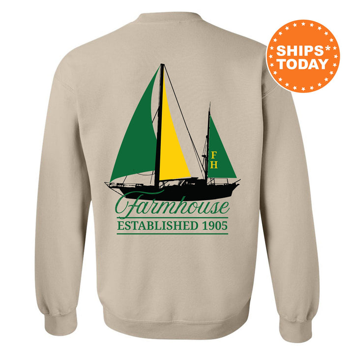 Farmhouse Black Boat Fraternity Sweatshirt | Farmhouse Sweatshirt | Fraternity Crewneck | Bid Day Gift | Custom Greek Apparel _ 15610g