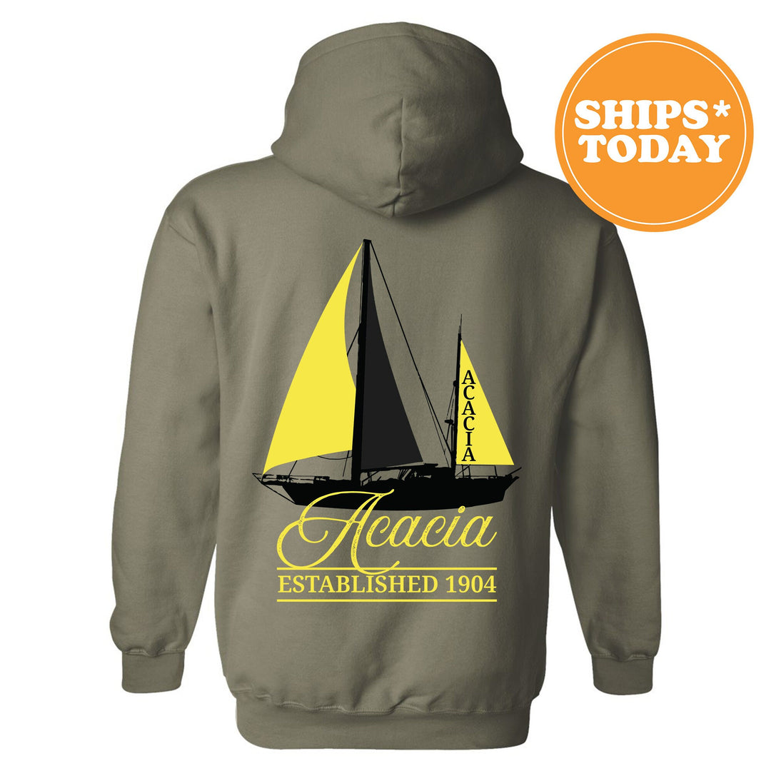 Acacia Black Boat Fraternity Sweatshirt | Acacia Sweatshirt | Fraternity Crewneck | Bid Day Gift | Custom Greek Apparel _ 15602g