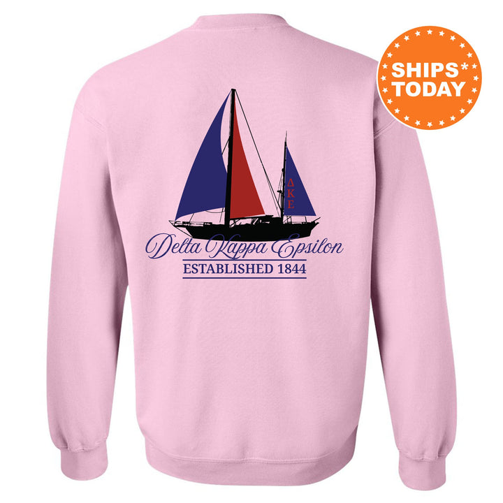 Delta Kappa Epsilon Black Boat Fraternity Sweatshirt | DKE Sweatshirt | Fraternity Crewneck | Bid Day Gift | Custom Greek Apparel _ 15609g