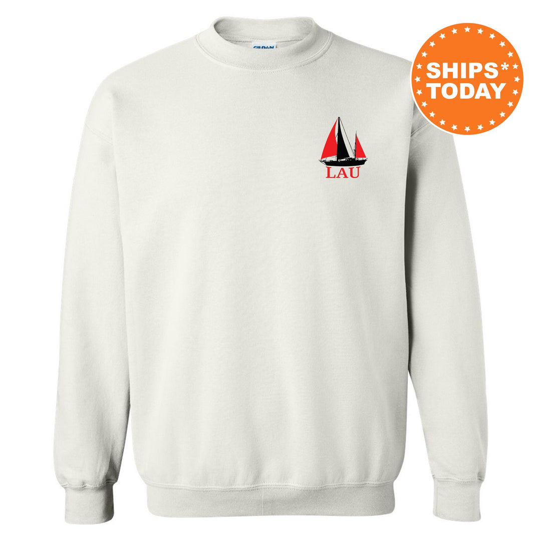 Lambda Alpha Upsilon Black Boat Fraternity Sweatshirt | Lambda Alpha Upsilon Sweatshirt | LAU Fraternity Crewneck | Bid Day Gift _ 15614g
