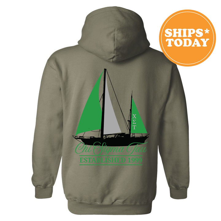 Chi Sigma Tau Black Boat Fraternity Sweatshirt | Chi Sig Sweatshirt | Fraternity Crewneck | Bid Day Gift | Custom Greek Apparel _ 15607g
