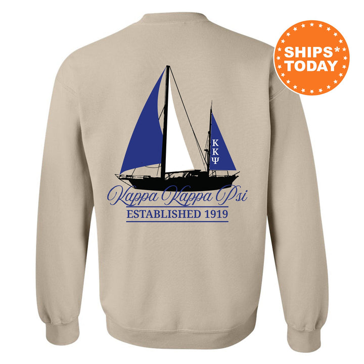 Kappa Kappa Psi Black Boat Fraternity Sweatshirt | KKPsi Sweatshirt | Fraternity Crewneck | Bid Day Gift | Custom Greek Apparel _ 15613g