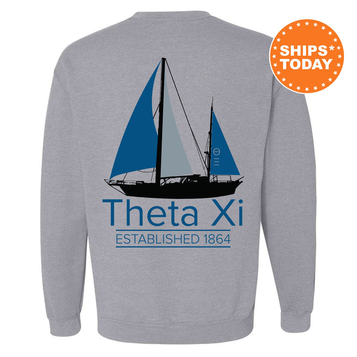 Theta Xi Black Boat Fraternity Sweatshirt | Theta Xi Sweatshirt | Fraternity Crewneck | Bid Day Gift | Custom Greek Apparel _ 15630g