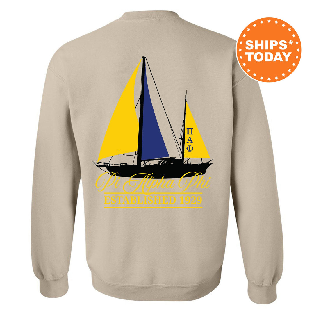 Pi Alpha Phi Black Boat Fraternity Sweatshirt | PAPhi Sweatshirt | Fraternity Crewneck | Bid Day Gift | Custom Greek Apparel _ 15622g