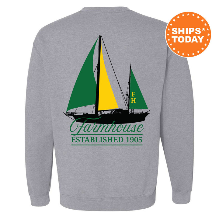 Farmhouse Black Boat Fraternity Sweatshirt | Farmhouse Sweatshirt | Fraternity Crewneck | Bid Day Gift | Custom Greek Apparel _ 15610g