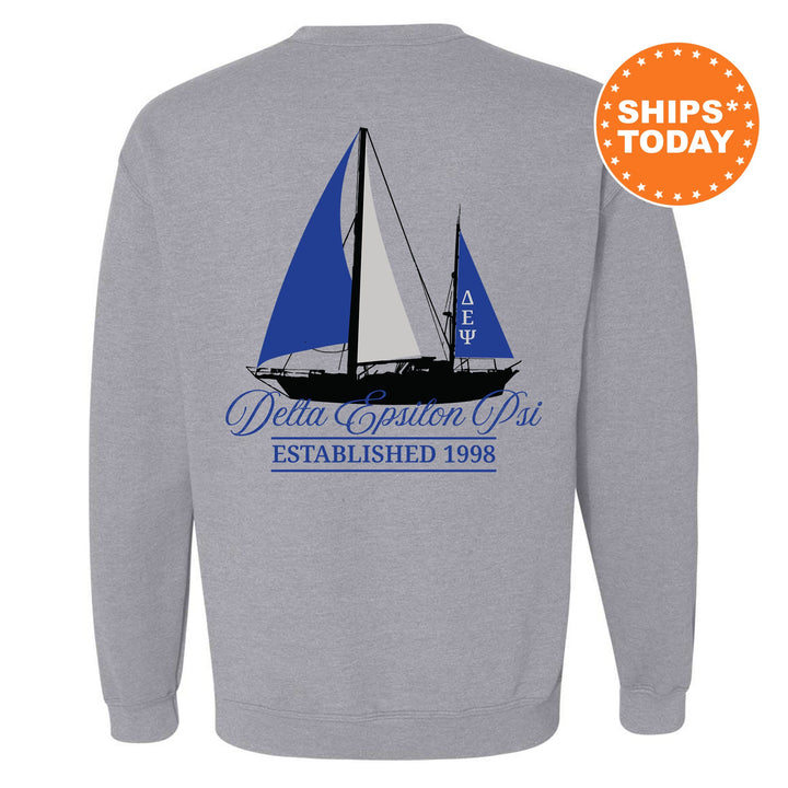 Delta Epsilon Psi Black Boat Fraternity Sweatshirt | DEPsi Sweatshirt | Fraternity Crewneck | Bid Day Gift | Custom Greek Apparel _ 15608g