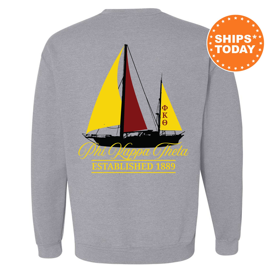 Phi Kappa Theta Black Boat Fraternity Sweatshirt | Phi Kap Sweatshirt | Fraternity Crewneck | Bid Day Gift | Custom Greek Apparel _ 15620g