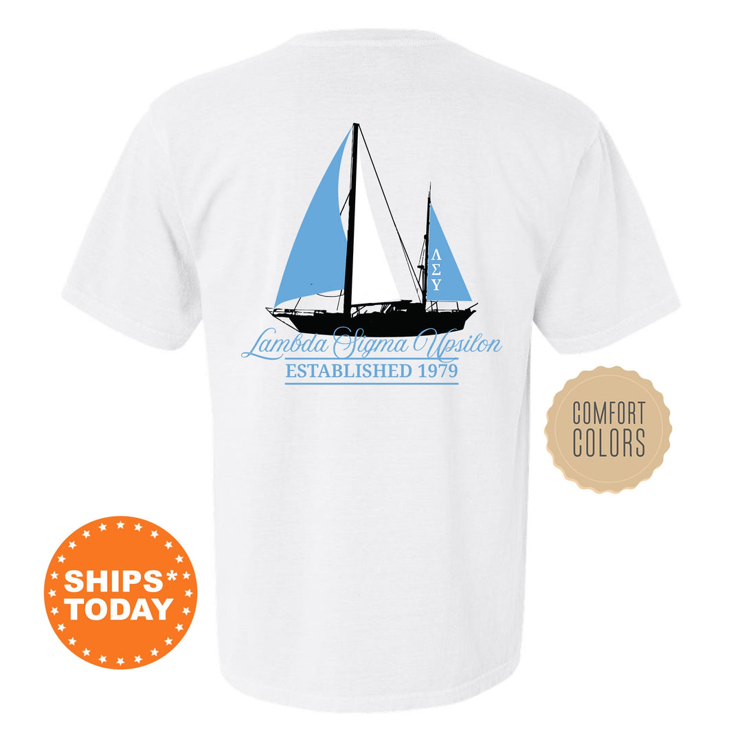 Lambda Sigma Upsilon Black Boat Fraternity T-Shirt | Lambda Sigma Upsilon Shirt | LAU Comfort Colors Tee | Condor Fraternity Gift _ 15616g