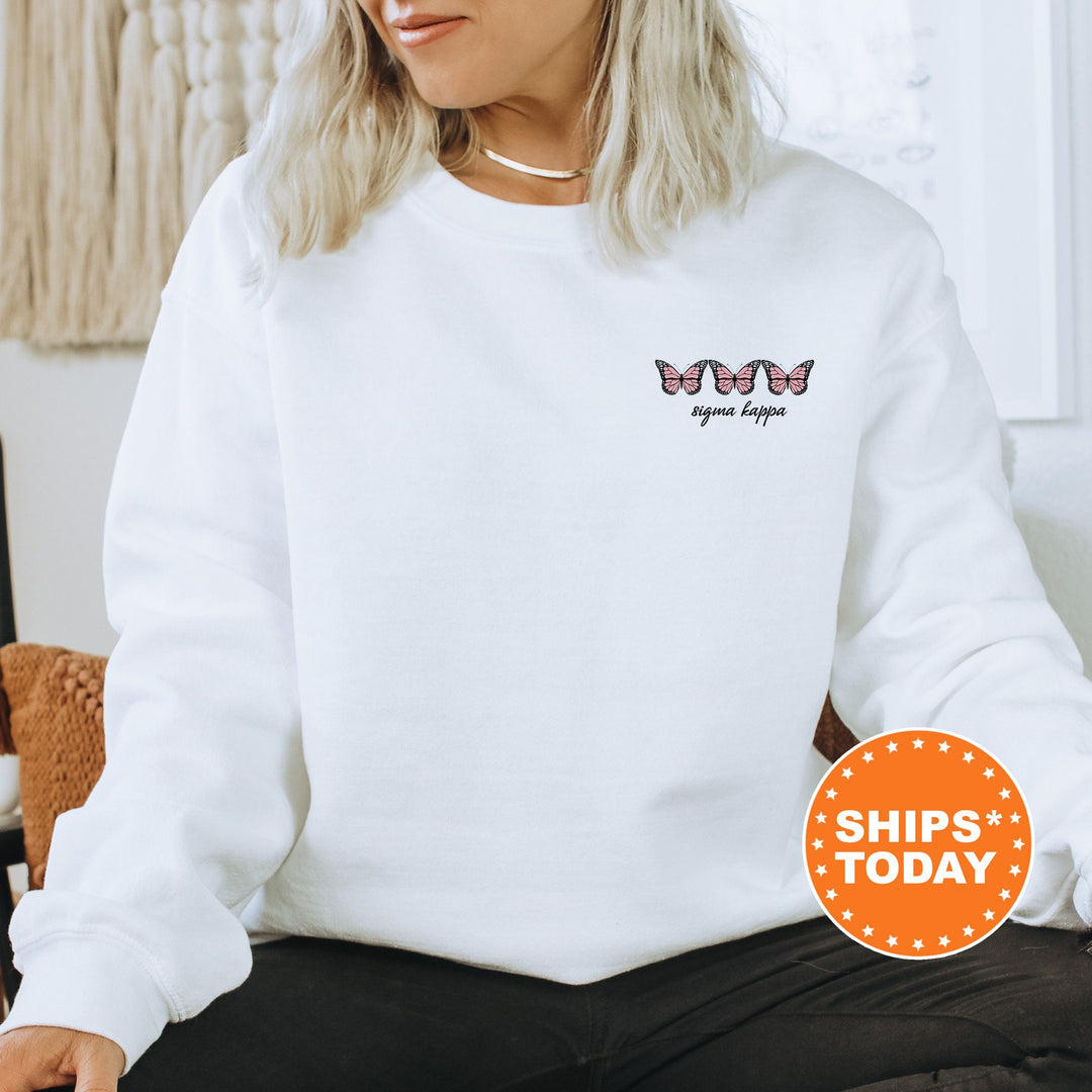Sigma Kappa Mini Butterfly Sorority Sweatshirt | Sig Kap Left Chest Graphic Sweatshirt | Big Little Reveal | Sorority Hoodie