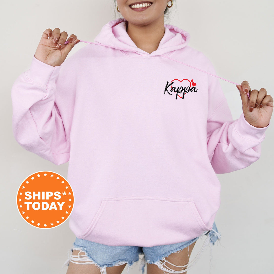 Kappa Kappa Gamma Mini Heart Sorority Sweatshirt | KAPPA Hoodie | Left Chest Graphic Sweatshirt | Big Little Sorority Crewneck