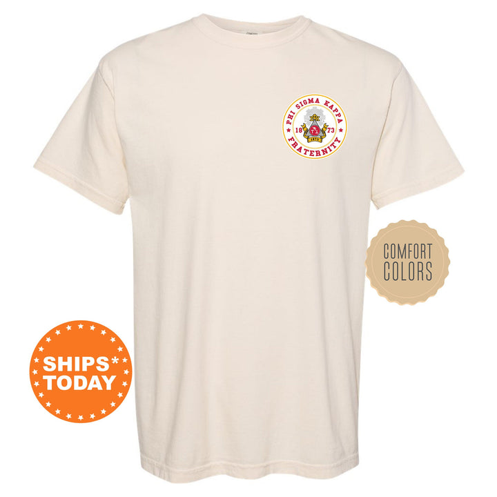 Phi Sigma Kappa Brotherhood Crest Fraternity T-Shirt | Phi Sig Left Chest Graphic Tee | Fraternity Gift | Comfort Colors Shirt _ 17920g