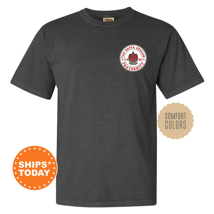 Tau Kappa Epsilon Brotherhood Crest Fraternity T-Shirt | TKE Left Chest Graphic Tee | Fraternity Gift | Comfort Colors Shirt _ 17930g