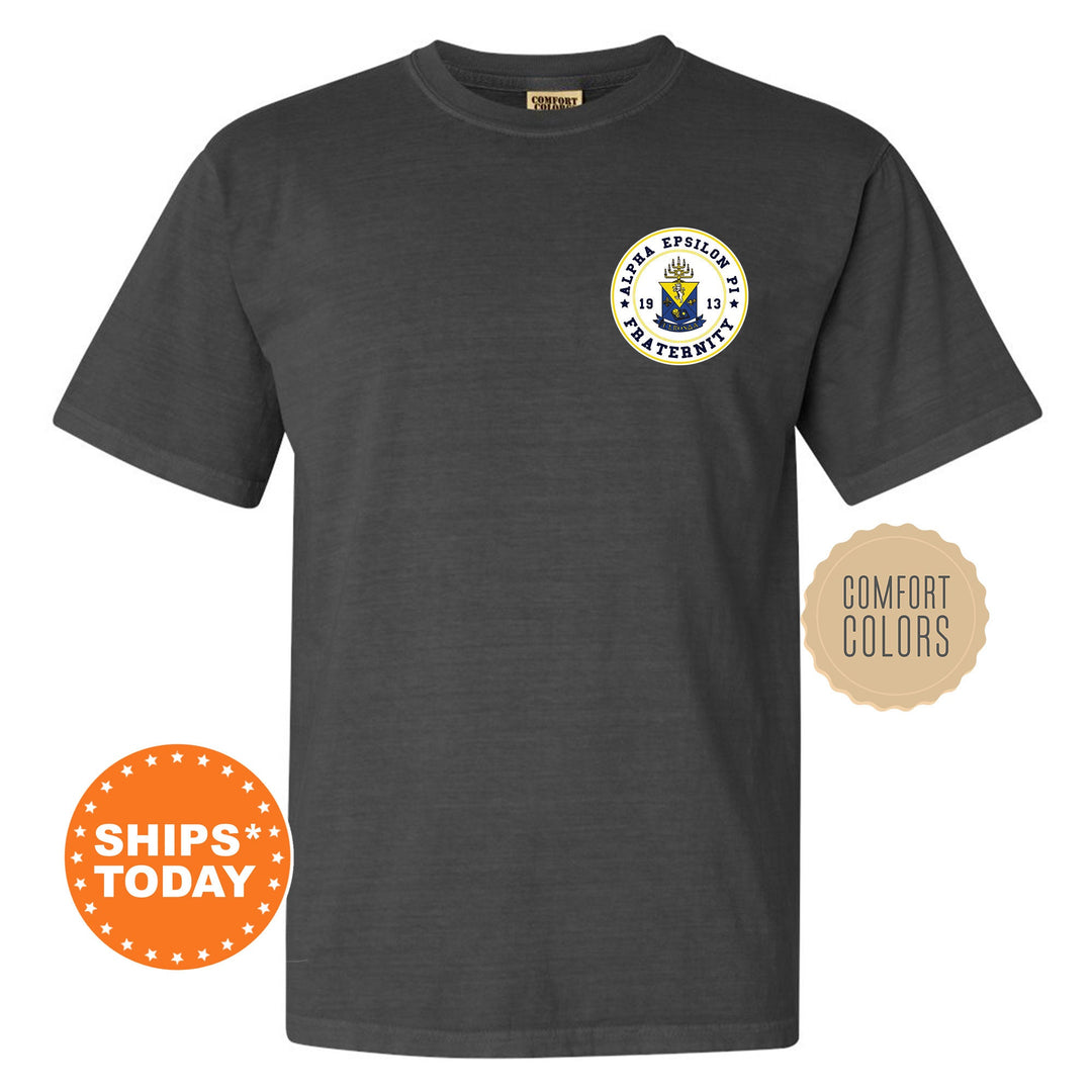 Alpha Epsilon Pi Brotherhood Crest Fraternity T-Shirt | AEPi Left Chest Graphic Tee | Fraternity Gift | Comfort Colors Shirt _ 17903g