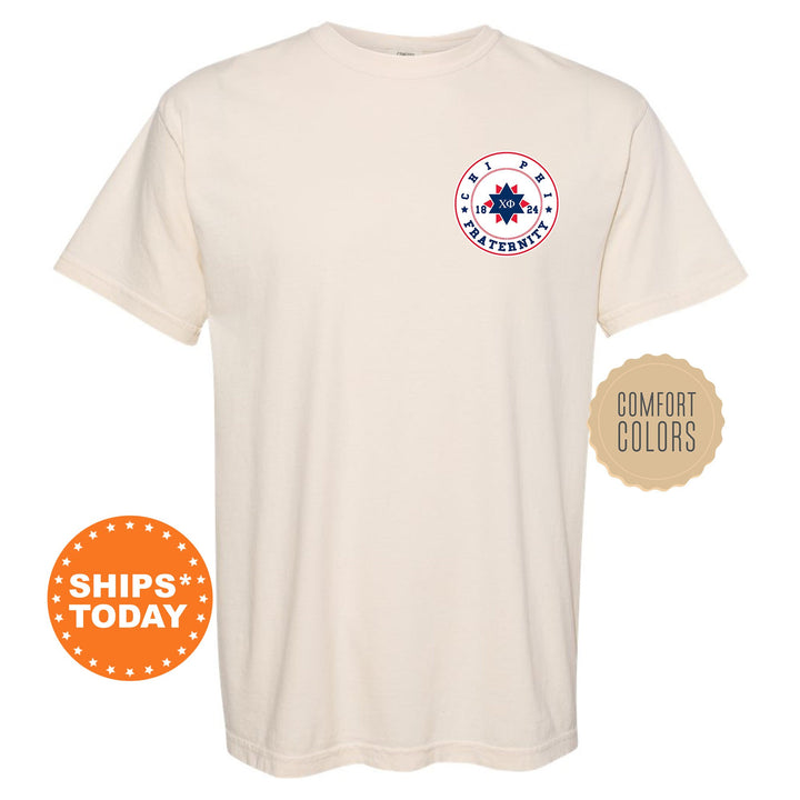 Chi Phi Brotherhood Crest Fraternity T-Shirt | Chi Phi Left Chest Graphic Tee | Fraternity Gift | Comfort Colors Shirt _ 17908g