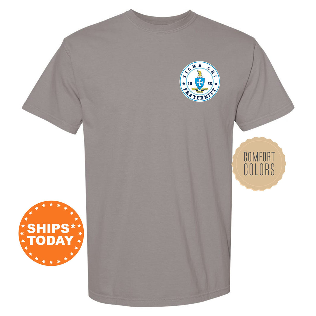 Sigma Chi Brotherhood Crest Fraternity T-Shirt | Sigma Chi Left Chest Graphic Tee | Fraternity Gift | Comfort Colors Shirt _ 17925g