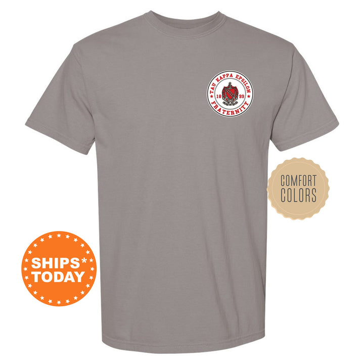 Tau Kappa Epsilon Brotherhood Crest Fraternity T-Shirt | TKE Left Chest Graphic Tee | Fraternity Gift | Comfort Colors Shirt _ 17930g