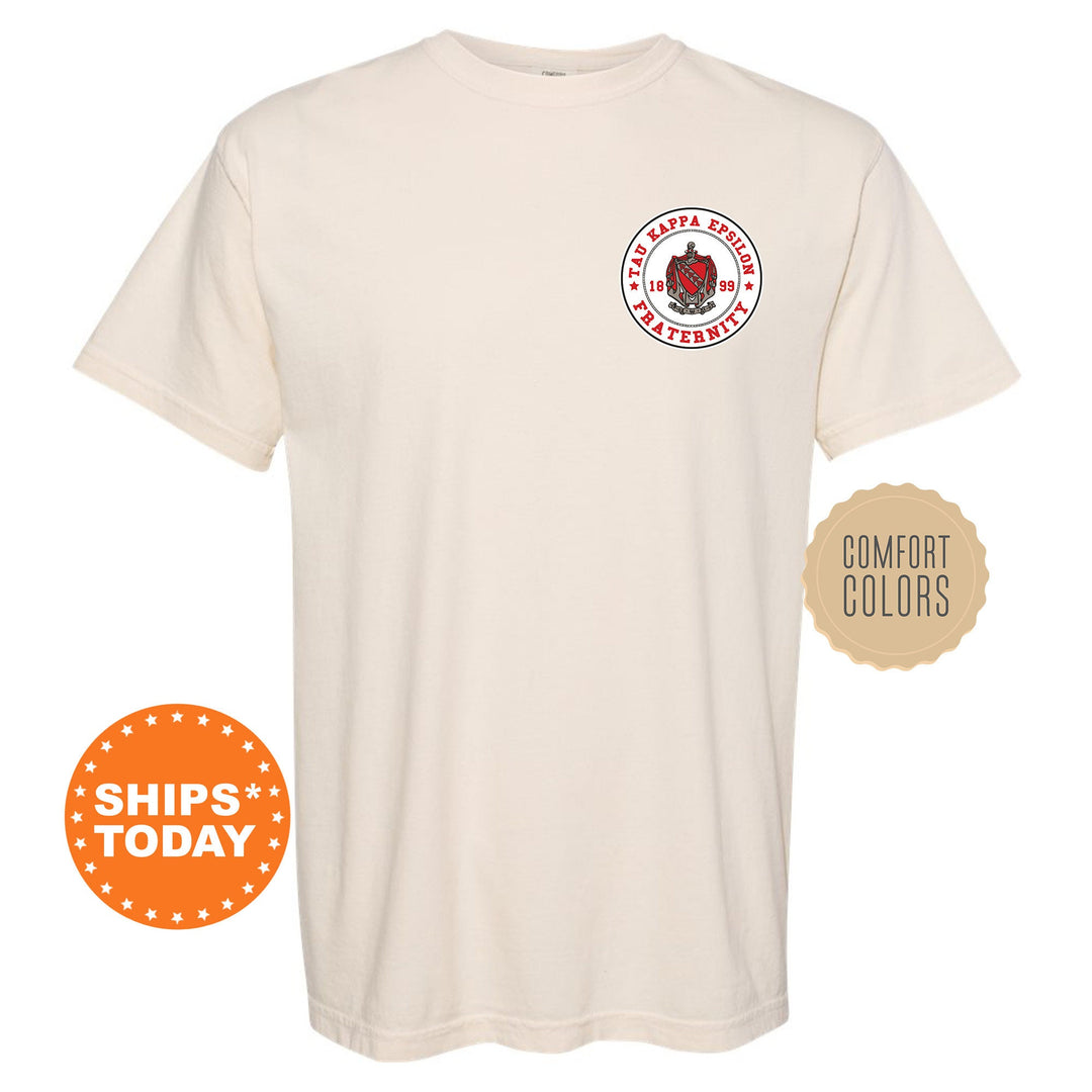 Tau Kappa Epsilon Brotherhood Crest Fraternity T-Shirt | TKE Left Chest Graphic Tee | Fraternity Gift | Comfort Colors Shirt _ 17930g