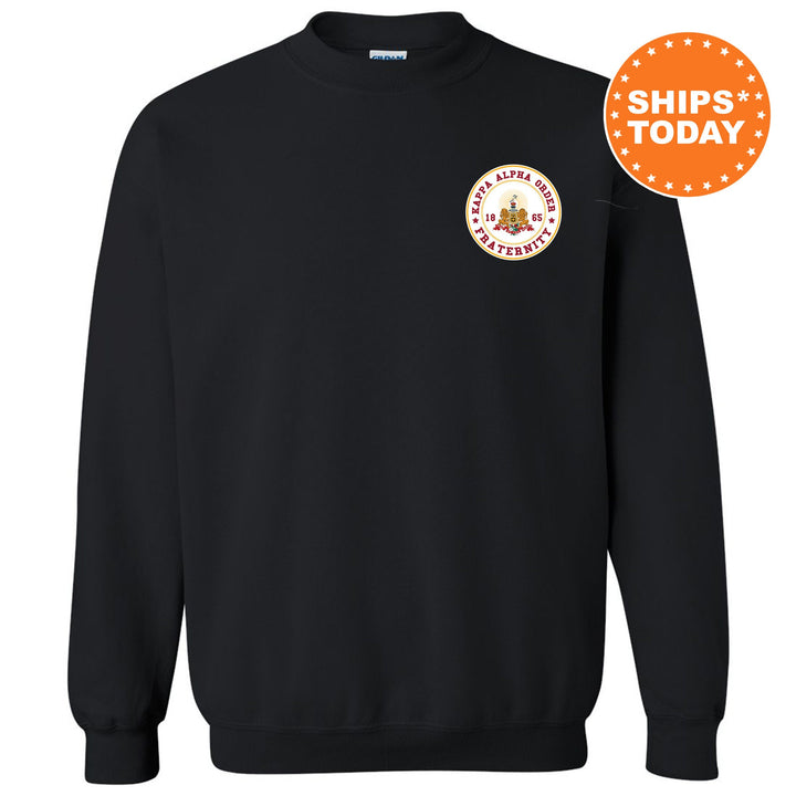 Kappa Alpha Order Brotherhood Crest Fraternity Sweatshirt | Kappa Alpha Left Chest Design | Greek Apparel | College Crewneck _ 17913g
