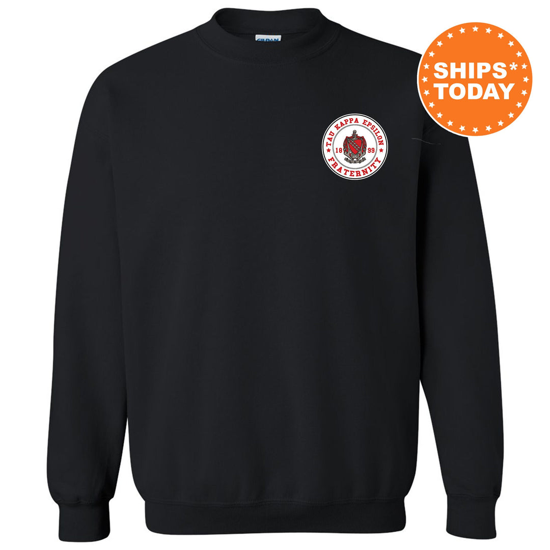 Tau Kappa Epsilon Brotherhood Crest Fraternity Sweatshirt | TKE Left Chest Design Sweatshirt | Greek Apparel | College Crewneck _ 17930g