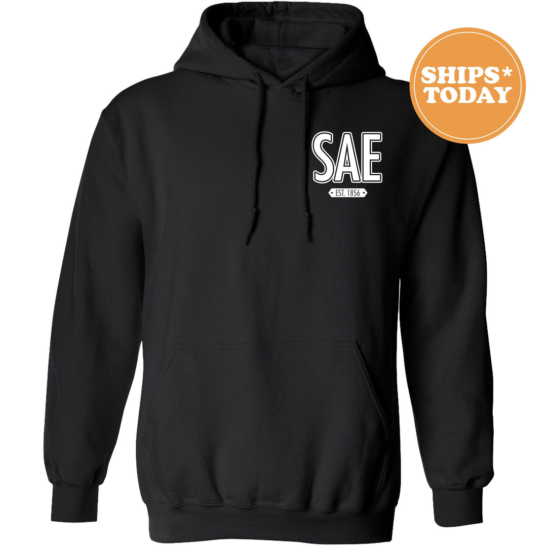 Sigma Alpha Epsilon Snow Year Fraternity Sweatshirt | SAE Left Chest Print Sweatshirt | Fraternity Gift | College Greek Apparel _ 17892g