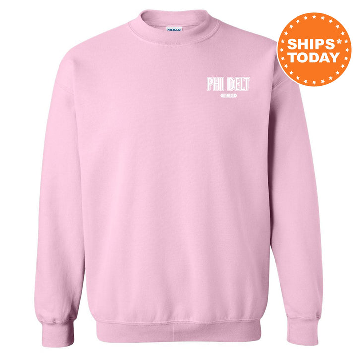 Phi Delta Theta Snow Year Fraternity Sweatshirt | Phi Delt Left Chest Print Sweatshirt | Fraternity Gift | College Greek Apparel _ 17885g