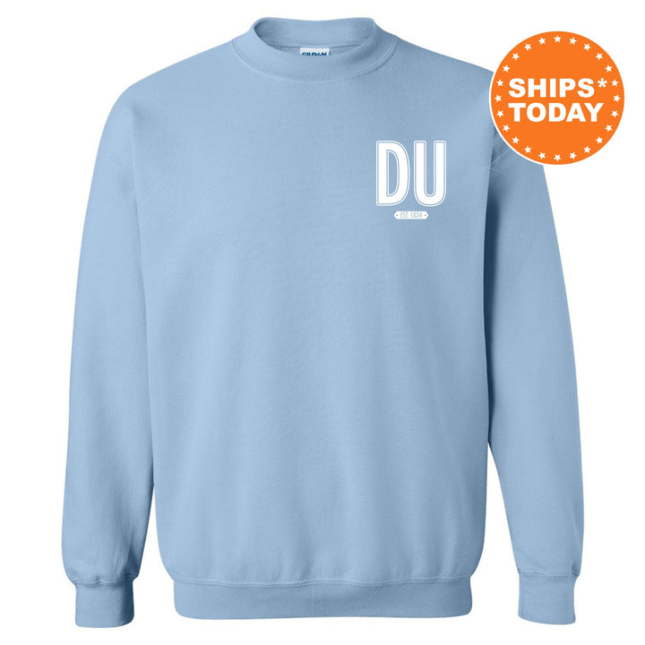 Delta Upsilon Snow Year Fraternity Sweatshirt | DU Left Chest Print Sweatshirt | Fraternity Gift | College Greek Apparel _ 17881g