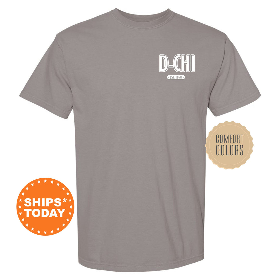 Delta Chi Snow Year Fraternity T-Shirt | D-Chi Left Chest Graphic Tee | Delta Chi Comfort Colors Shirt | Fraternity Bid Day Gift _ 17878g