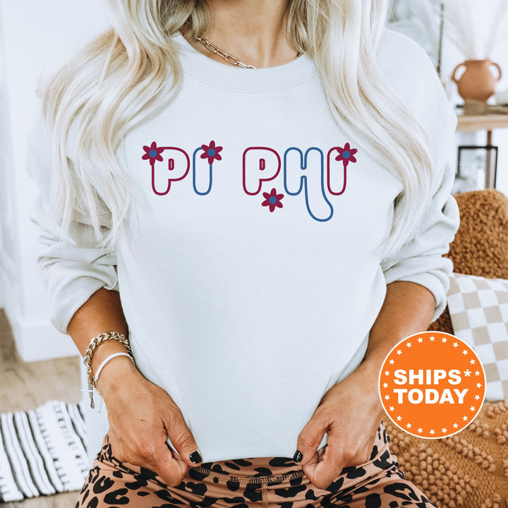 Pi Beta Phi Greek Blossom Sorority Sweatshirt | Pi Phi Sorority Crewneck | Big Little Recruitment Gift | Sorority Merch _ 16608g