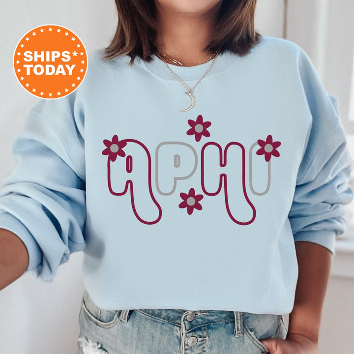 Alpha Phi Greek Blossom Sorority Sweatshirt | APHI Sorority Crewneck | Big Little Recruitment Gift | Alpha Phi Sorority Merch _ 16593g