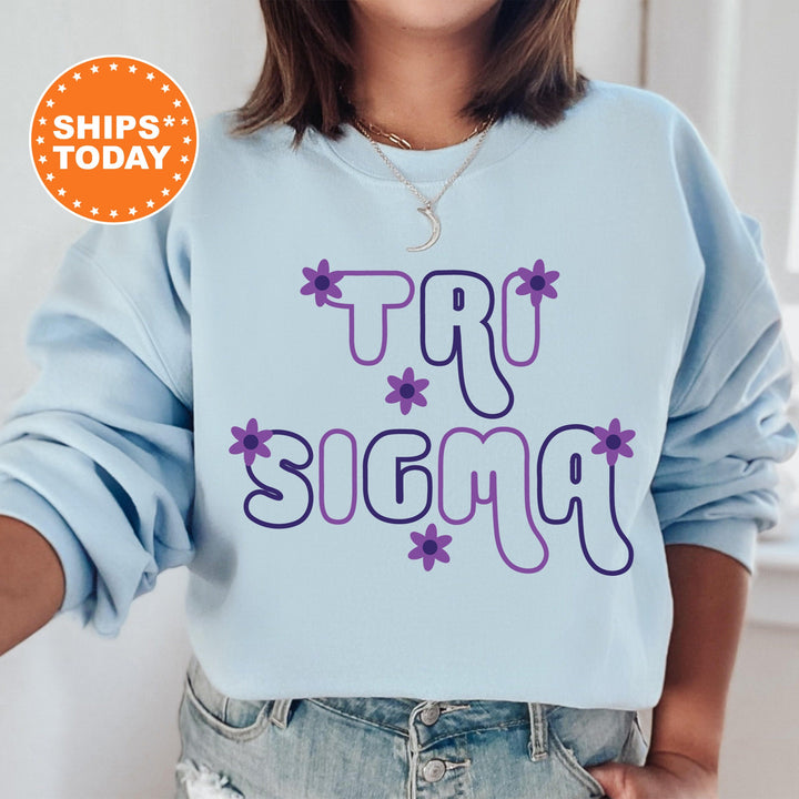 Sigma Sigma Sigma Greek Blossom Sorority Sweatshirt | Tri Sigma Sorority Crewneck | Big Little Recruitment Gift | Sorority Merch _ 16611g