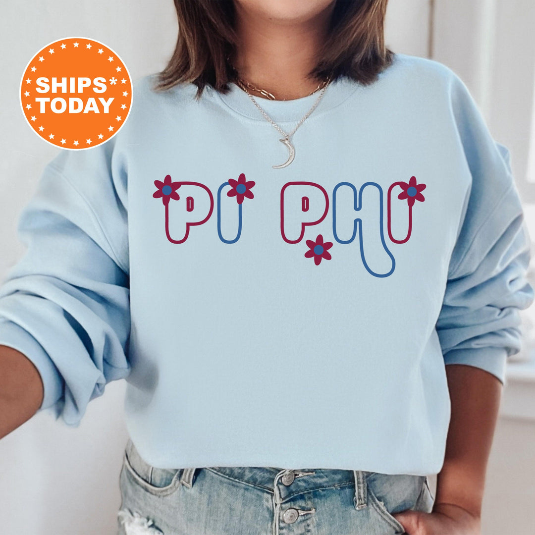 Pi Beta Phi Greek Blossom Sorority Sweatshirt | Pi Phi Sorority Crewneck | Big Little Recruitment Gift | Sorority Merch _ 16608g