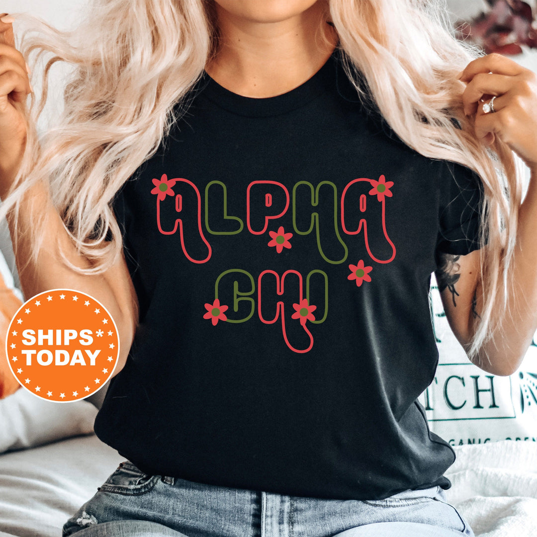 Alpha Chi Omega Greek Blossom Sorority T-Shirt | Alpha Chi Comfort Colors Shirt | Big Little Family Shirt | AXO Sorority Merch _ 16588g