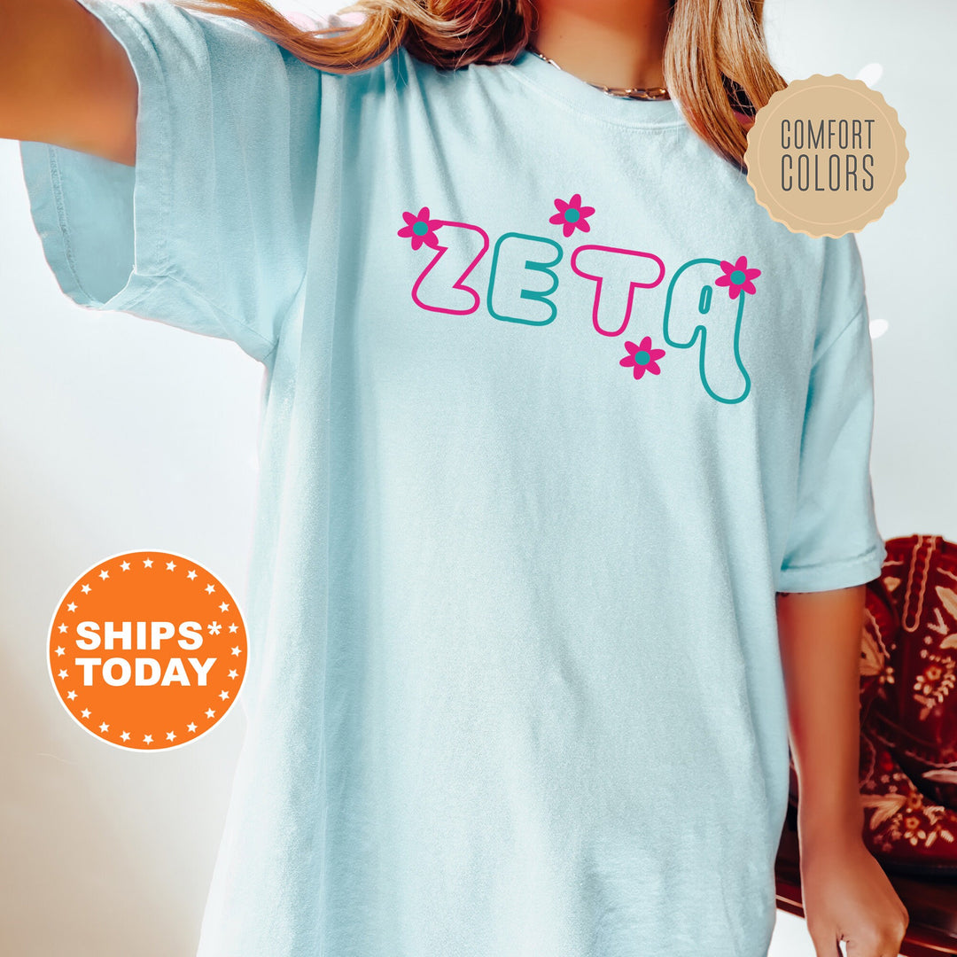 Zeta Tau Alpha Greek Blossom Sorority T-Shirt | ZETA Comfort Colors Shirt | Big Little Family Shirt | Sorority Merch | Bid Day Gift _ 16613g
