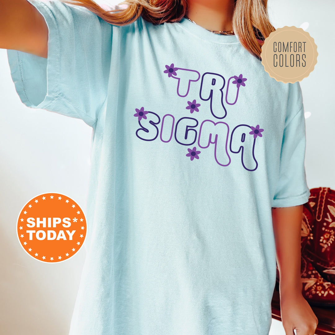 Sigma Sigma Sigma Greek Blossom Sorority T-Shirt | Tri Sigma Comfort Colors Shirt | Big Little Family Shirt | Sorority Merch _ 16611g