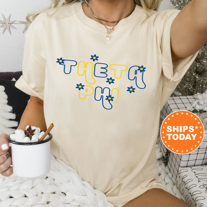 Theta Phi Alpha Greek Blossom Sorority T-Shirt | Theta Phi Comfort Colors Shirt | Big Little Family Shirt | Sorority Merch _ 16612g