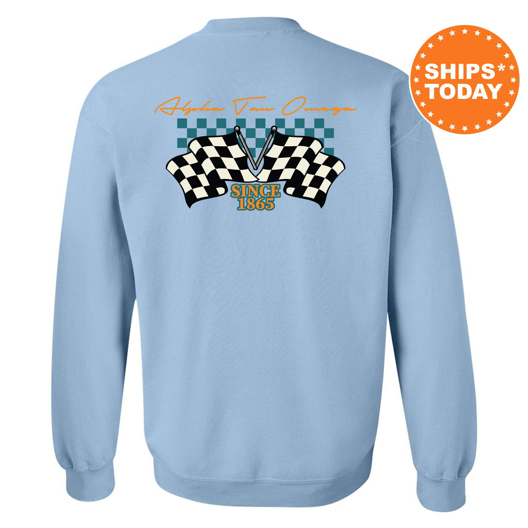 Alpha Tau Omega Race Banner Fraternity Sweatshirt | ATO Crewneck Sweatshirt | New Pledge Gift | Rush Sweatshirt | College Crewneck