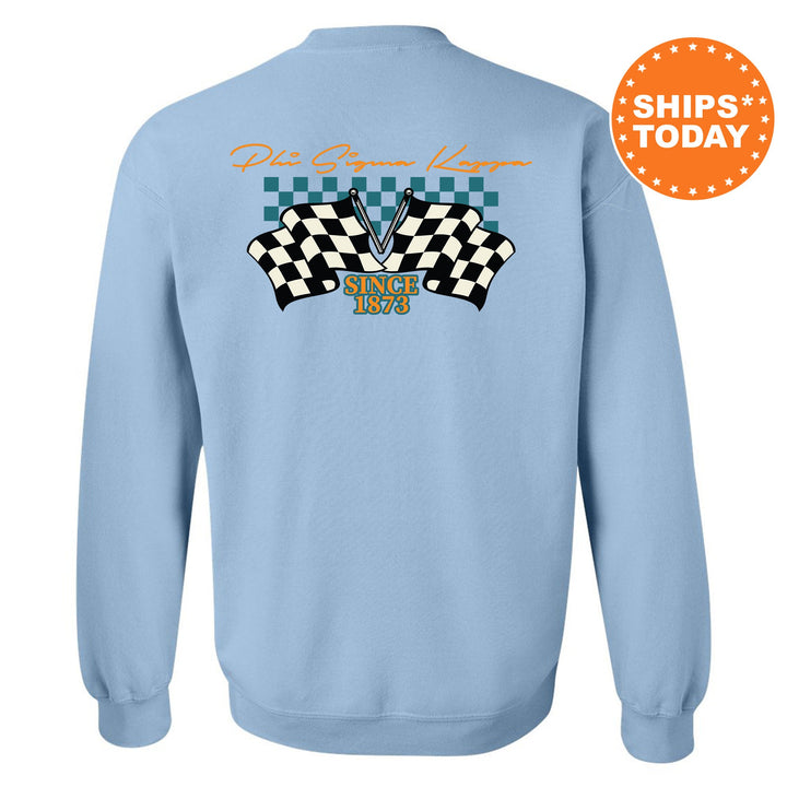Phi Sigma Kappa Race Banner Fraternity Sweatshirt | Phi Sig Crewneck Sweatshirt | New Pledge Gift | Rush Sweatshirt | College Crewneck
